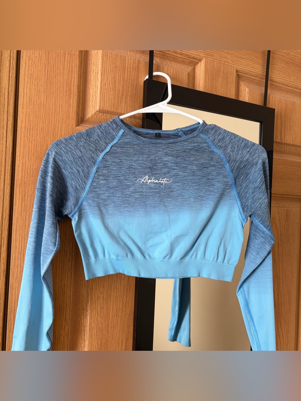Alphalete Blue Ombre Long-Sleeve Cropped Crewneck